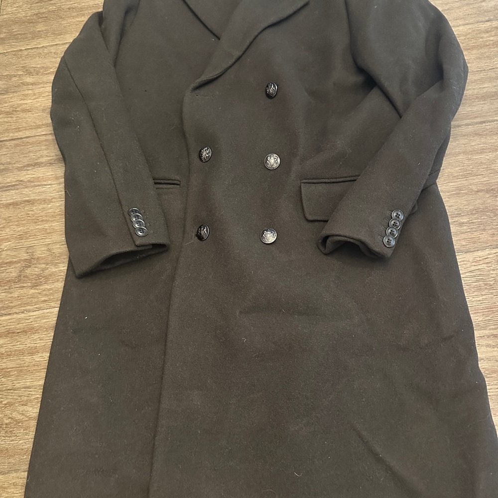 H&M Men's Black Double-Breasted Trench Coat